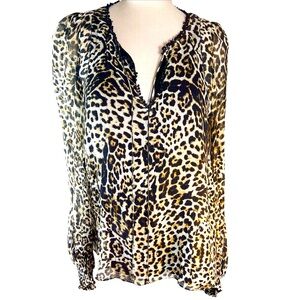 Marchesa Voyage Silk Leopard Top Size 8 Animal Print Cheetah Print Mob W…